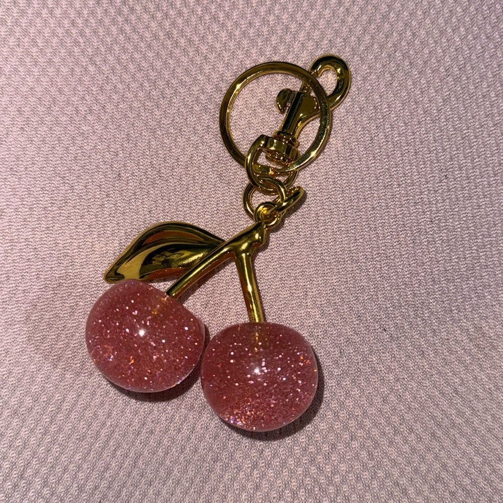 Pink or red glitter cherry charm - Picture 2 of 4